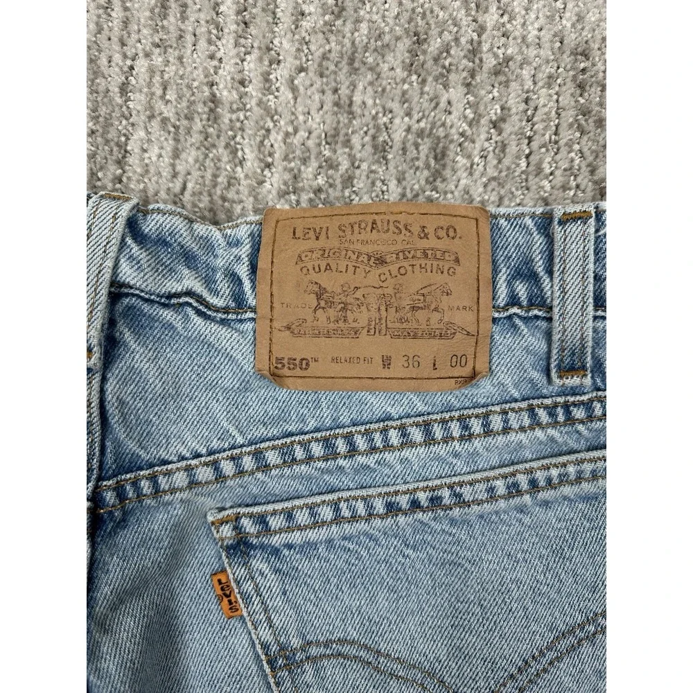 Levi's 550 Denim Shorts Mens 36 Light Blue Vintage Orange Tab Relaxed Fit 90s